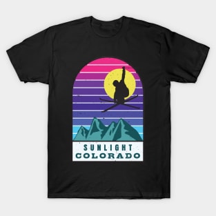 Ski Sunlight Colorado Retro Sunset T-Shirt